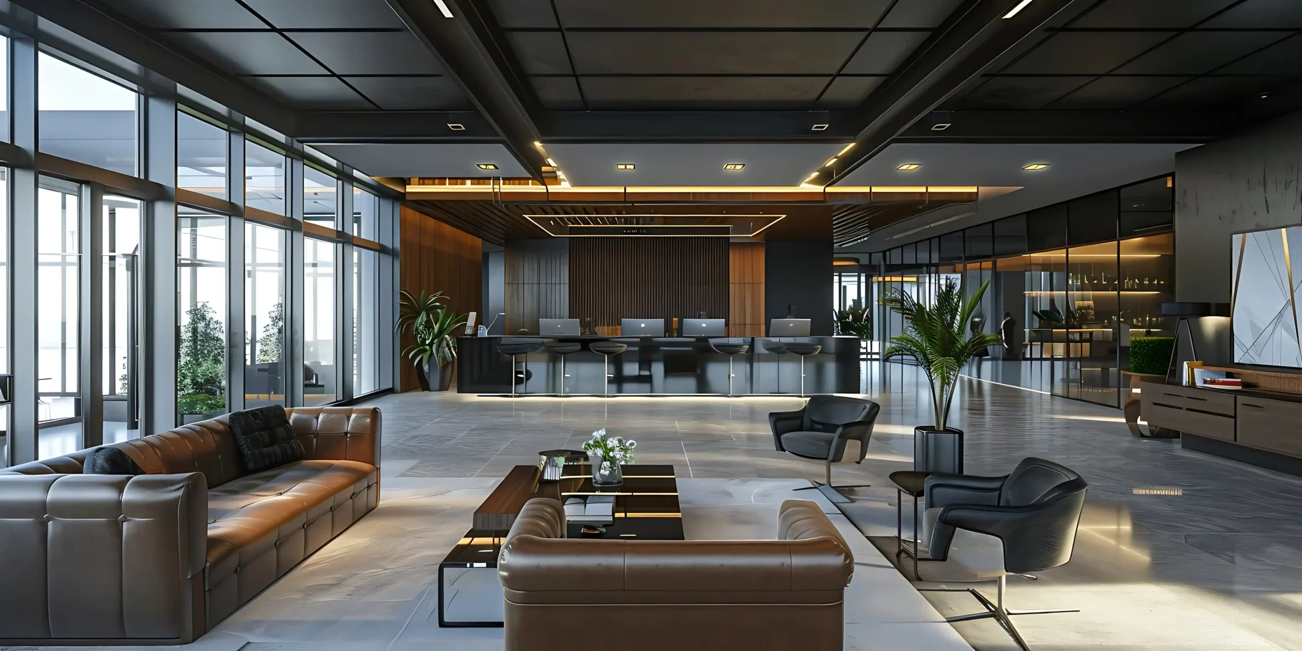 modern-lobby-interior-design-with-leather-seating-glass-walls-3d-illustration
